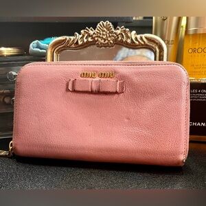 AUTHENTIC Miu Miu Blush Pink Leather Wallet with Bow!